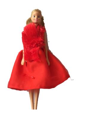 Red plain net kids-frocks 4