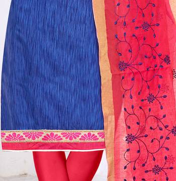 Blue embroidered cotton salwar with dupatta 3