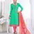 Green embroidered cotton salwar with dupatta