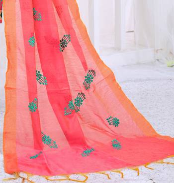 Green embroidered cotton salwar with dupatta 4