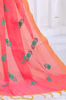 Green embroidered cotton salwar with dupatta