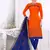 Orange embroidered cotton salwar with dupatta