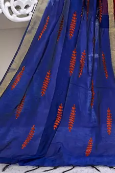 Orange embroidered cotton salwar with dupatta
