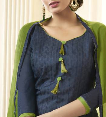 Navy-blue embroidered cotton salwar with dupatta 2