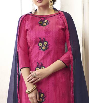 Pink embroidered cotton salwar with dupatta 2