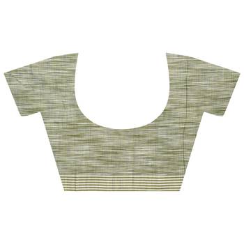 Dark green hand woven cotton saree with blouse 5