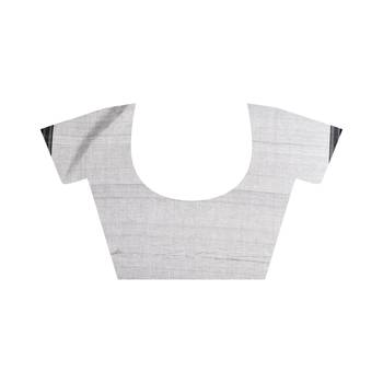 Off white hand woven cotton saree with blouse 5