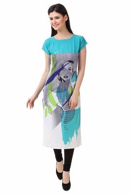 Sky-blue printed crepe kurti 1
