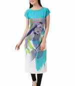 Sky-blue printed crepe kurti