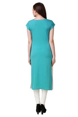 Sky-blue printed crepe kurti 2