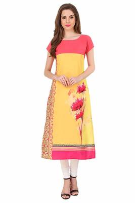 Red printed crepe kurti 1