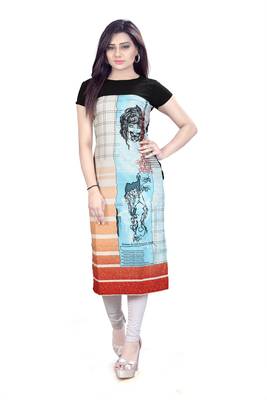 Sky-blue printed crepe kurti 1