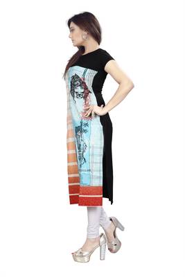 Sky-blue printed crepe kurti 2