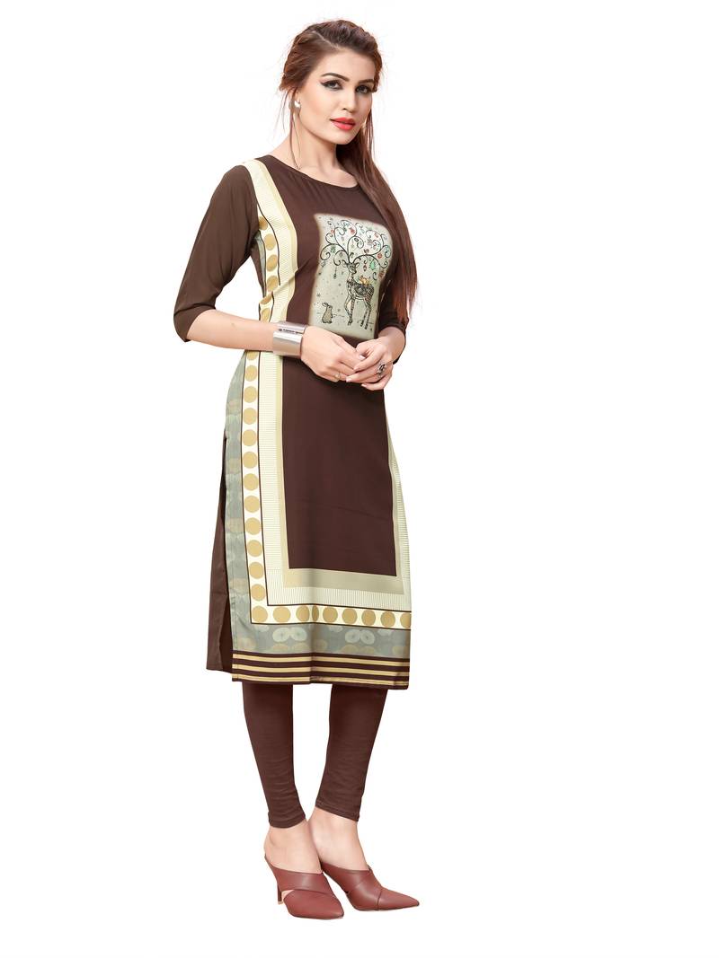 Brown printed crepe kurti Urban India 2827736