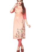 Peach printed crepe kurti