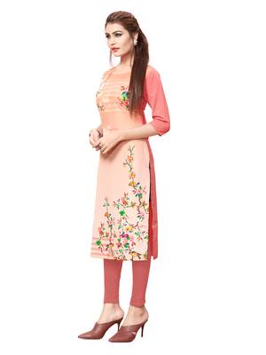 Peach printed crepe kurti 3