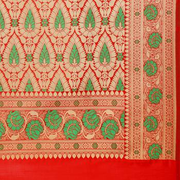Red Woven Poly Silk Saree With Blouse 5