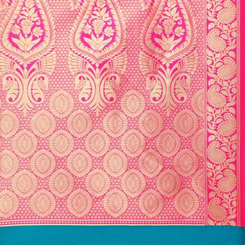 Turquoise Woven Poly Silk Saree With Blouse 5