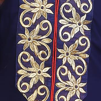 Navy blue embroidered georgette unstitched salwar suits 4
