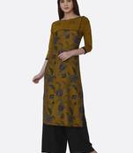 Mustard printed viscose kurta set