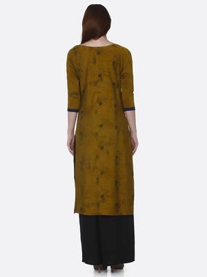 Mustard printed viscose kurta set 2