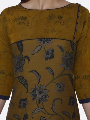 Mustard printed viscose kurta set 4