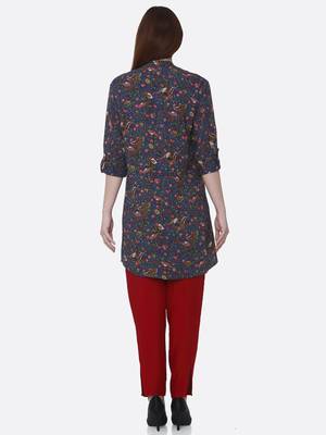 Blue printed rayon kurta set 2