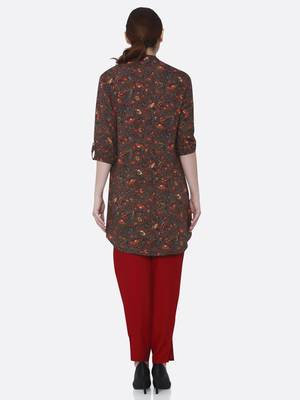 Brown printed rayon kurta set 2