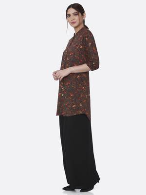 Brown printed rayon kurta set 3