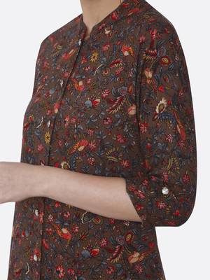 Brown printed rayon kurta set 4