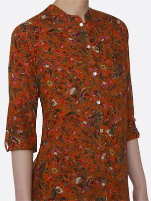 Orange printed rayon kurta set 4