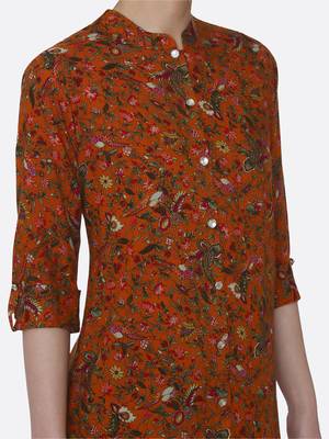 Orange printed rayon kurta set 4
