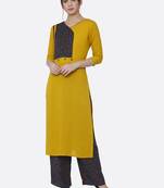 Yellow printed rayon kurta set