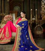 Blue embroidered georgette saree with blouse