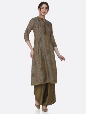 Gold printed viscose kurta set 1