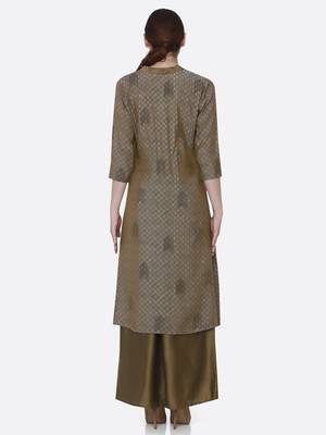 Gold printed viscose kurta set 2