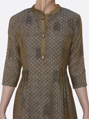 Gold printed viscose kurta set 4