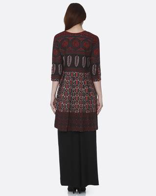 Black printed rayon kurta set 2