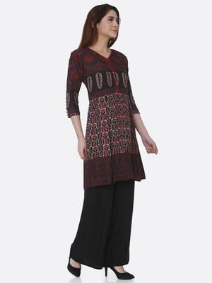 Black printed rayon kurta set 3