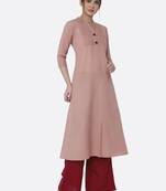Pink plain cotton kurta set