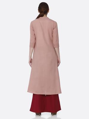Pink plain cotton kurta set 2