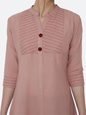 Pink plain cotton kurta set 4