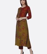 Gold printed viscose kurta set