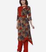 Multicolor plain rayon kurta set