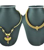 Crystal Yellow Gold Alloy Combo Pack Of 2 Necklace
