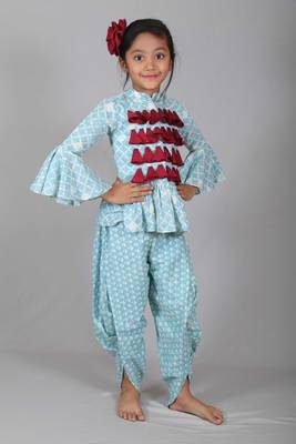 Frill sleeves Peplam top with dhoti 1