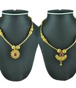 Crystal Yellow Gold Alloy Combo Pack Of 2 Necklace