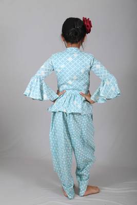 Frill sleeves Peplam top with dhoti 2