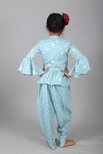Frill sleeves Peplam top with dhoti