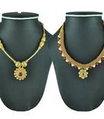 Crystal Yellow Gold Alloy Combo Pack Of 2 Necklace